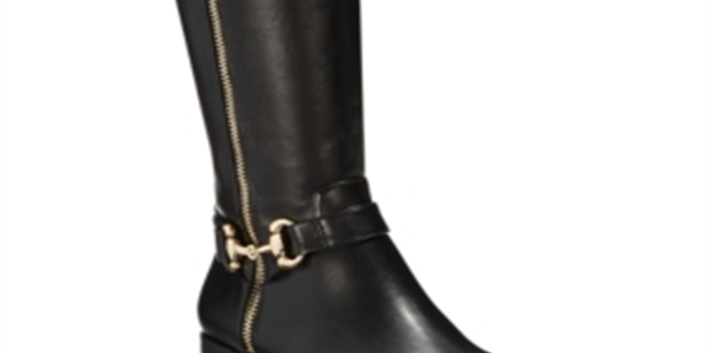 Thalia Sodi Botas femininas Vigi de couro com bico fechado e cano alto, pretas, tamanho 11 M