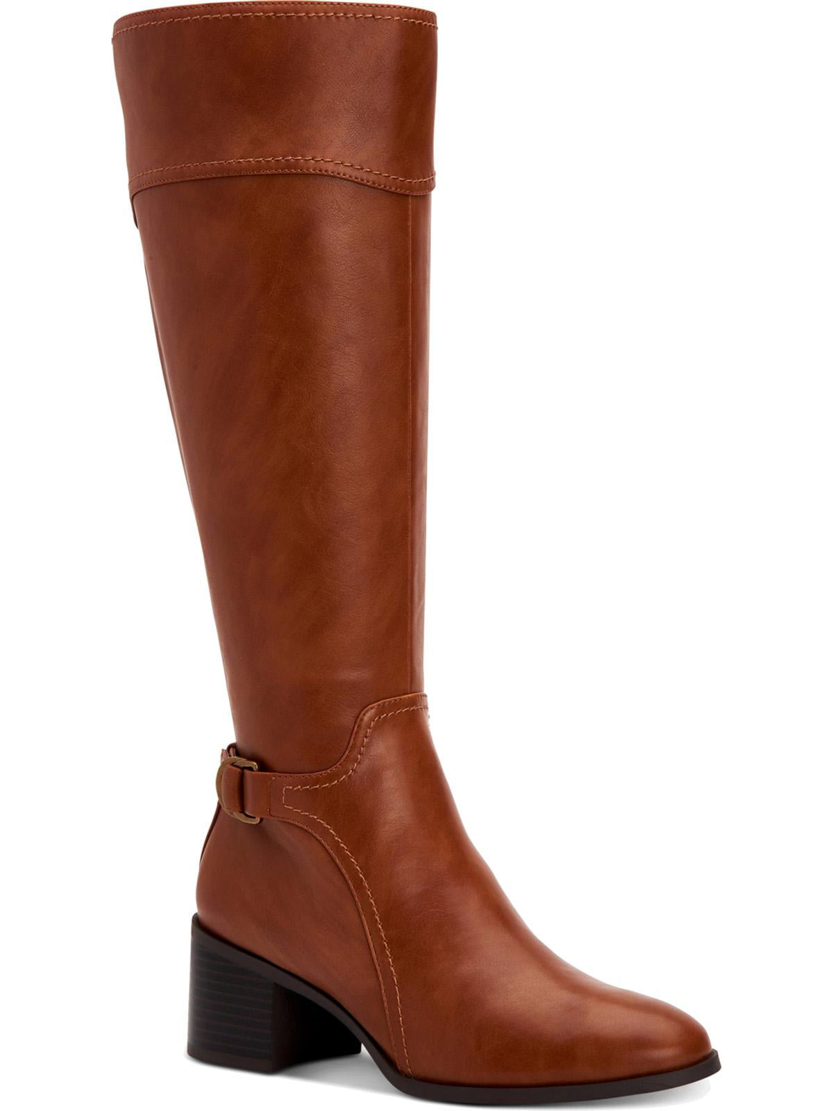 Botas de montaria femininas Vannie com zíper em couro sintético, tamanho 5 M, marrom, estilo Style &amp; Co.
