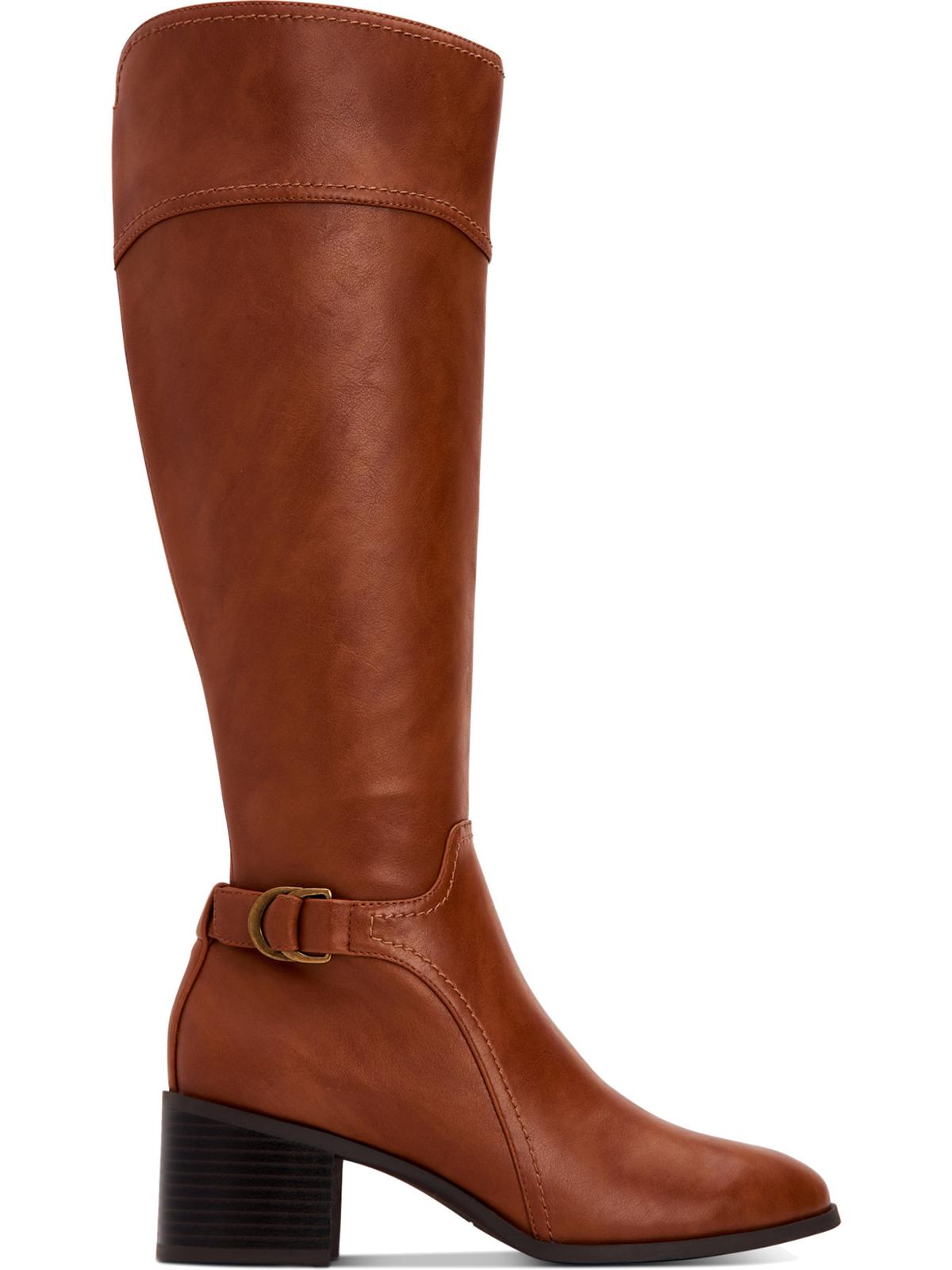 Botas de montaria femininas Vannie com zíper em couro sintético, tamanho 5 M, marrom, estilo Style &amp; Co.
