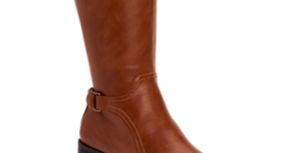 Botas de montaria femininas Vannie com zíper em couro sintético, tamanho 5 M, marrom, estilo Style &amp; Co.