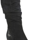 Botas femininas White Mountain cinza, acolchoadas, franzidas, bico amendoado, salto alto, zíper, tamanho 10 M