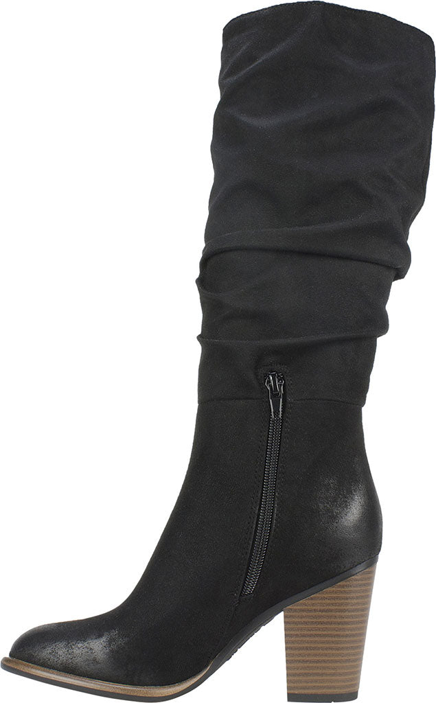 Botas femininas White Mountain cinza, acolchoadas, franzidas, bico amendoado, salto alto, zíper, tamanho 10 M