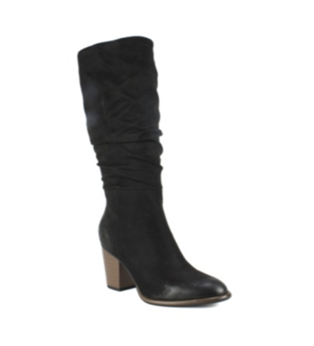 Botas femininas White Mountain cinza, acolchoadas, franzidas, bico amendoado, salto alto, zíper, tamanho 10 M