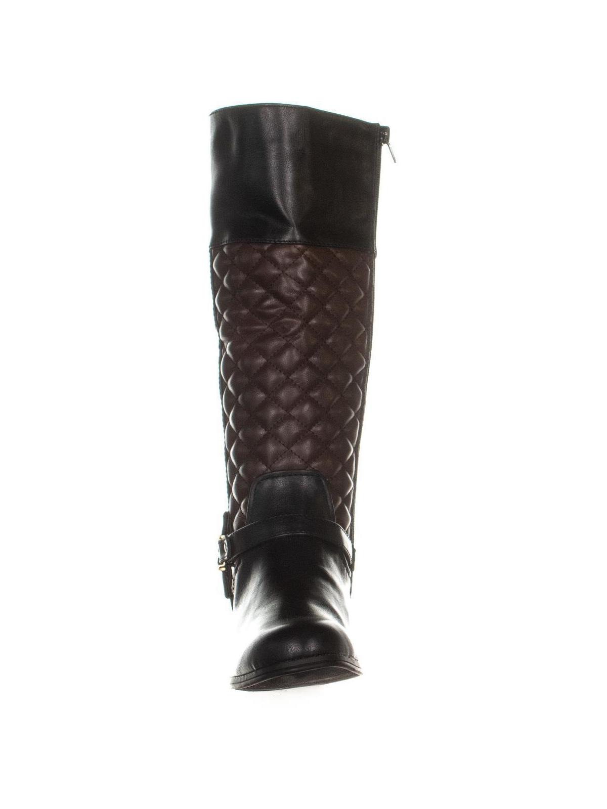 Botas femininas Helenn CC35 com zíper e cano médio, pretas/marrons, tamanho 8 M