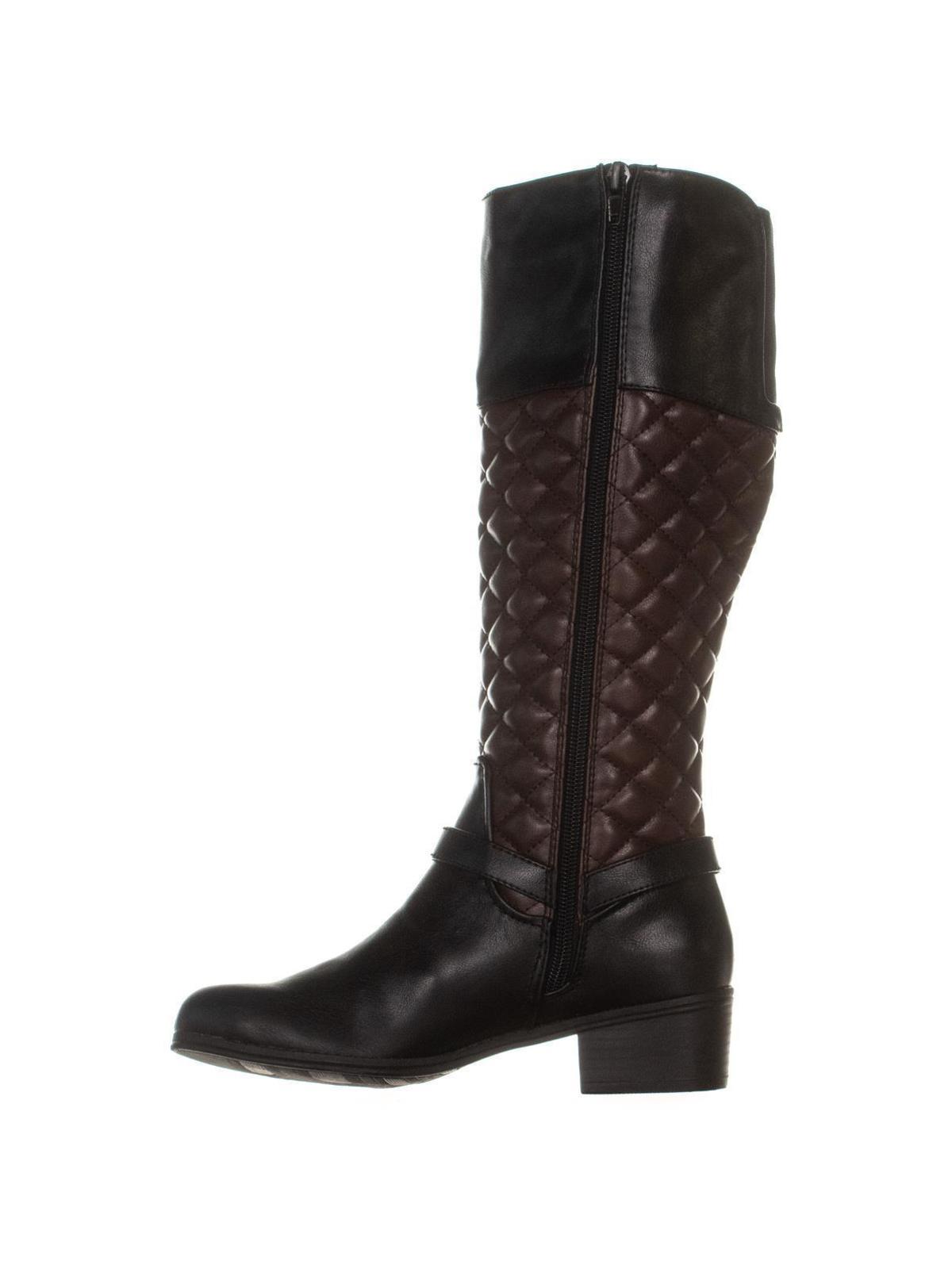 Botas femininas Helenn CC35 com zíper e cano médio, pretas/marrons, tamanho 8 M