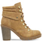 Botas femininas G by Guess Jollyn bico redondo na altura do tornozelo, marrom, tamanho 5 M