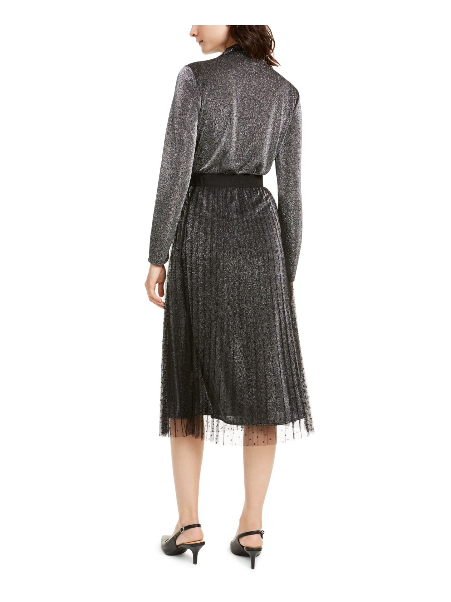 Alfani Saia Feminina Midi com Pregas e Sobreposição em Malha Cinza Tamanho Médio