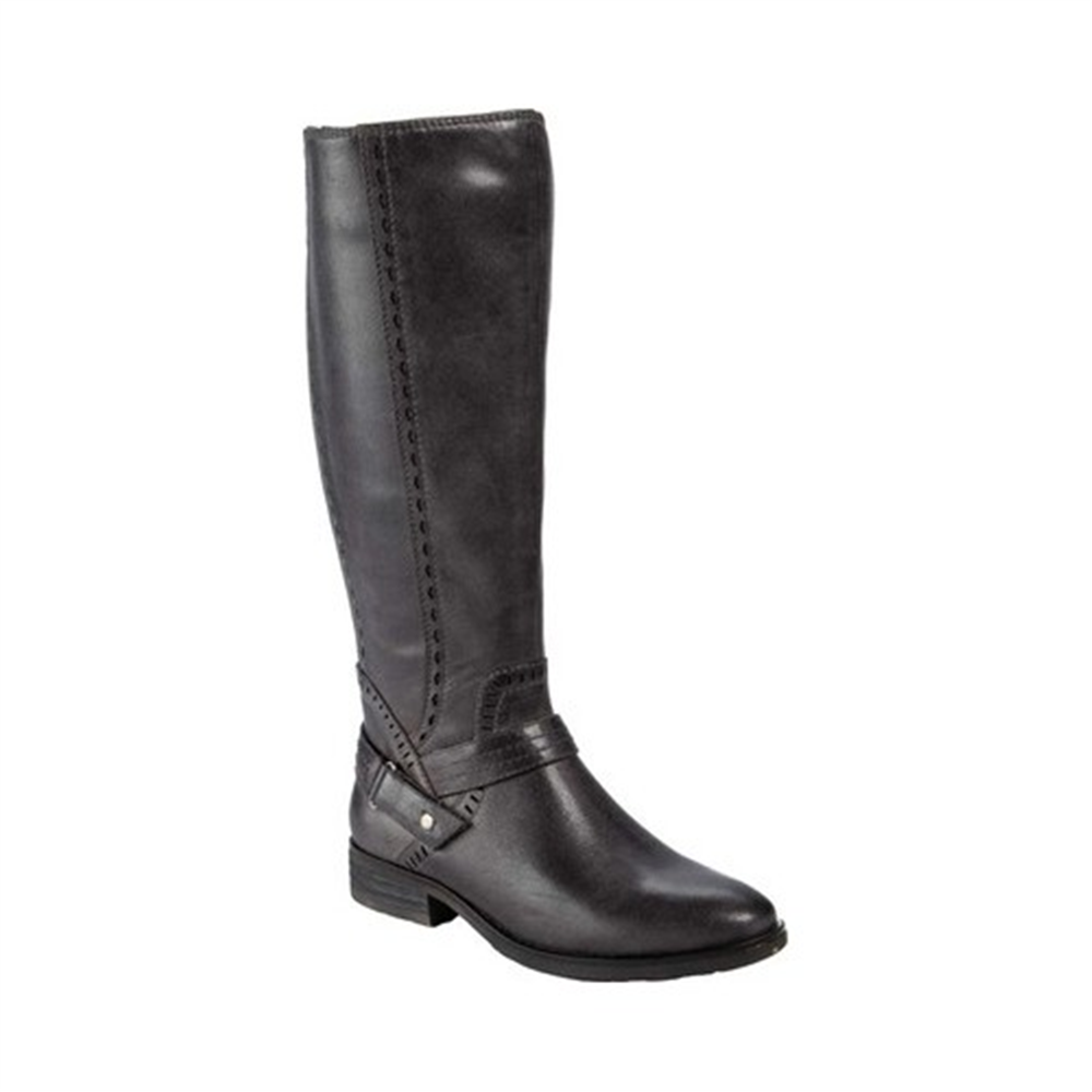 Botas Baretraps Femininas Cinza Flex Gore com Velcro e Acentos de Presilha, Amortecidas, Conforto, Abram, Biqueira Amêndoa, Salto Bloco e Zíper, 8,5 M