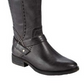 Botas Baretraps Femininas Cinza Flex Gore com Velcro e Acentos de Presilha, Amortecidas, Conforto, Abram, Biqueira Amêndoa, Salto Bloco e Zíper, 8,5 M