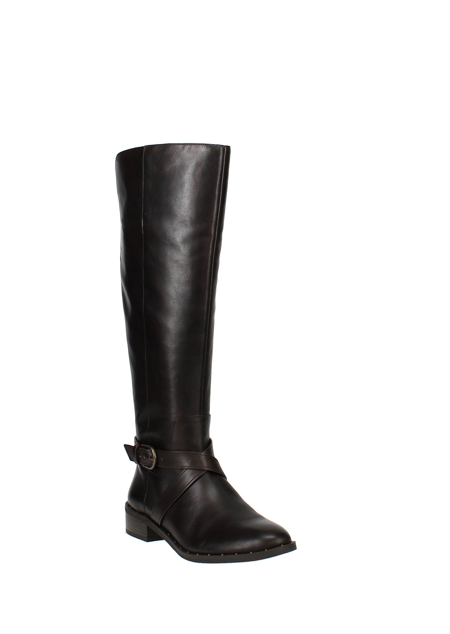 Bota Fadora Feminina de Couro com Bico Redondo, Inc International Concepts, Preta