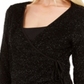 Calvin Klein Suéter Feminino com Glitter, Manga Longa, Gola V, Preto, Tamanho Grande