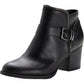 American Rag Botas femininas pretas com fivela almofadada e detalhe Milly, bico redondo, salto bloco e zíper, 9,5 m