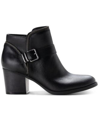 American Rag Botas femininas pretas com fivela almofadada e detalhe Milly, bico redondo, salto bloco e zíper, 9,5 m