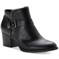 American Rag Botas femininas pretas com fivela almofadada e detalhe Milly, bico redondo, salto bloco e zíper, 9,5 m