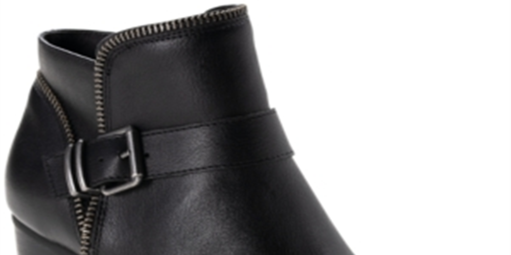 American Rag Botas femininas pretas com fivela almofadada e detalhe Milly, bico redondo, salto bloco e zíper, 9,5 m
