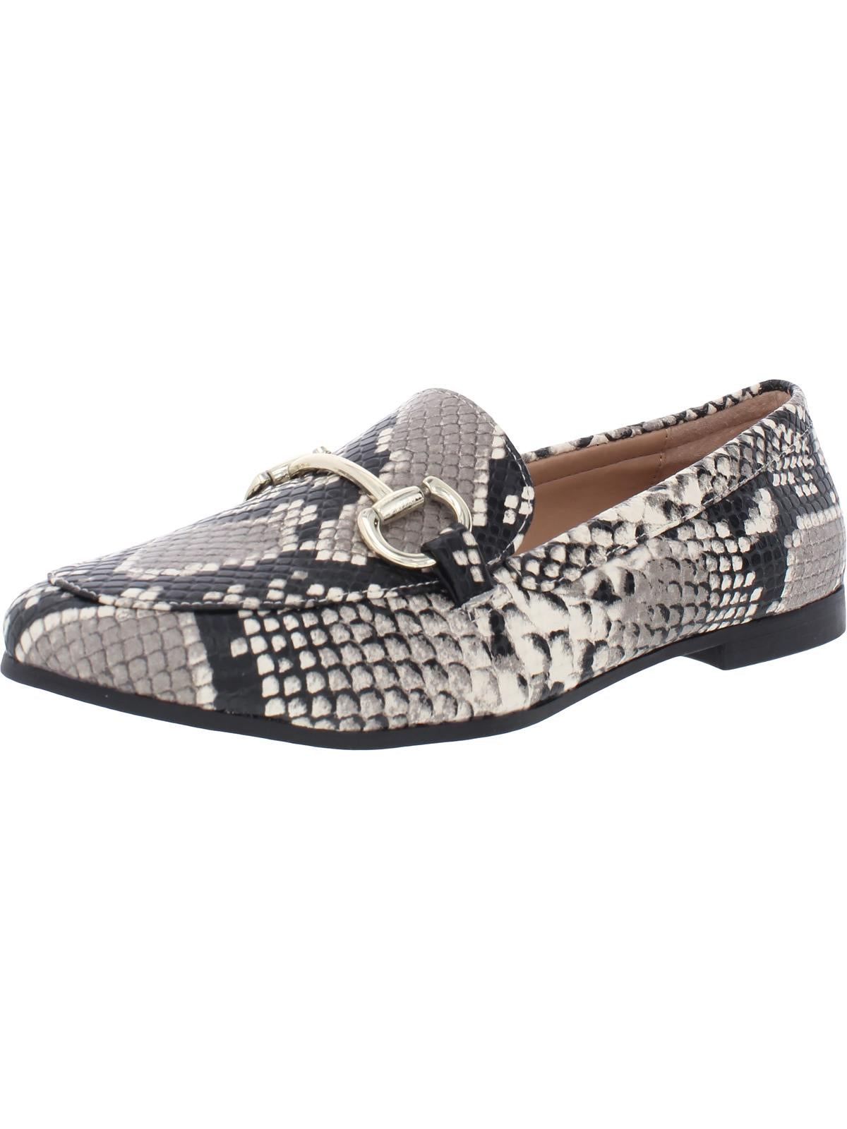 INC Meia feminina de espuma viscoelástica com estampa Sanke e ferragens inspiradas em freios de cavalo, amortecimento e conforto, salto grosso Gayyle, mocassim de couro, cinza, tamanho 10