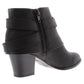 Thalia Sodi Botas femininas pretas com acolchoamento, fivela confortável, zíper e bico redondo, salto bloco, 11 m