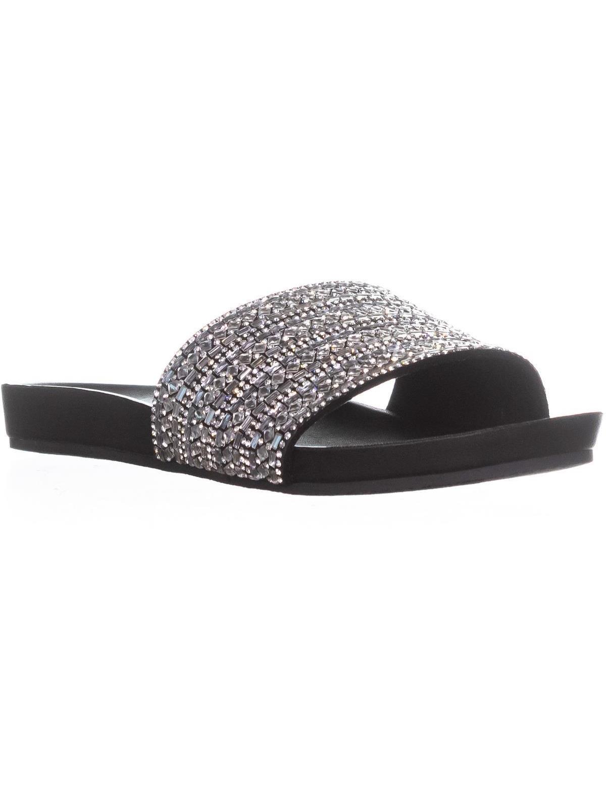 Sandálias femininas Steve Madden Dazzle com detalhes, pretas, tamanho 7 M