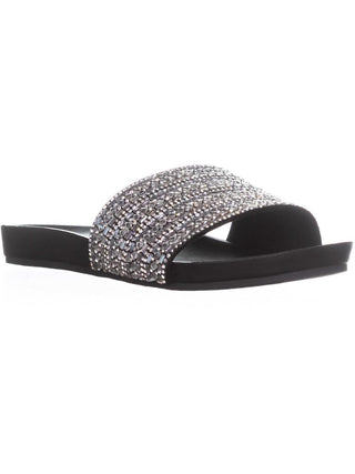 Sandálias femininas Steve Madden Dazzle com detalhes, pretas, tamanho 7 M