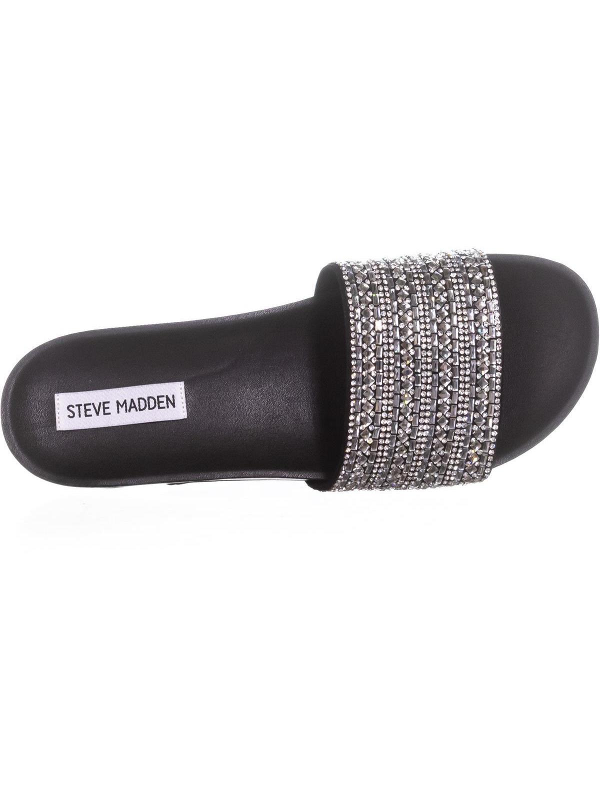 Sandálias femininas Steve Madden Dazzle com detalhes, pretas, tamanho 7 M