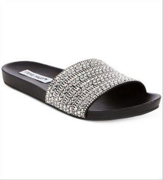 Sandálias femininas Steve Madden Dazzle com detalhes, pretas, tamanho 7 M