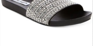 Sandálias femininas Steve Madden Dazzle com detalhes, pretas, tamanho 7 M