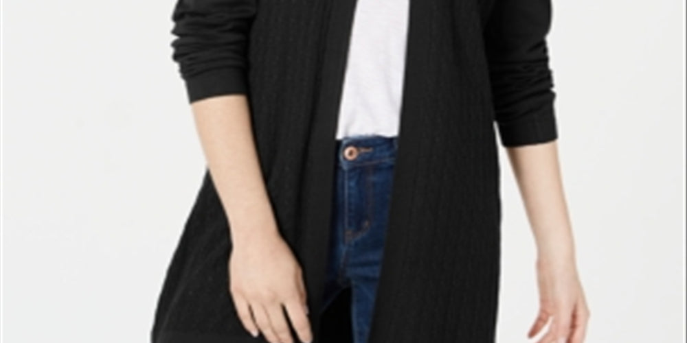 Karen Scott Cardigan Feminino Frente Aberta Preto Tamanho XXG