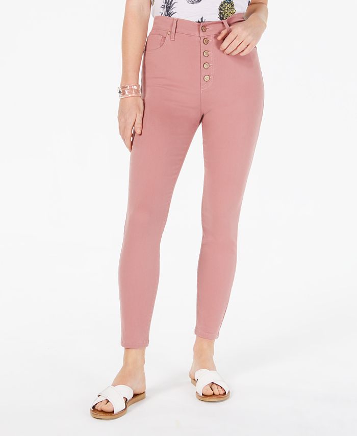 Calça jeans skinny de cintura alta infantil rosa da Celebrity, tamanho 15, marrom