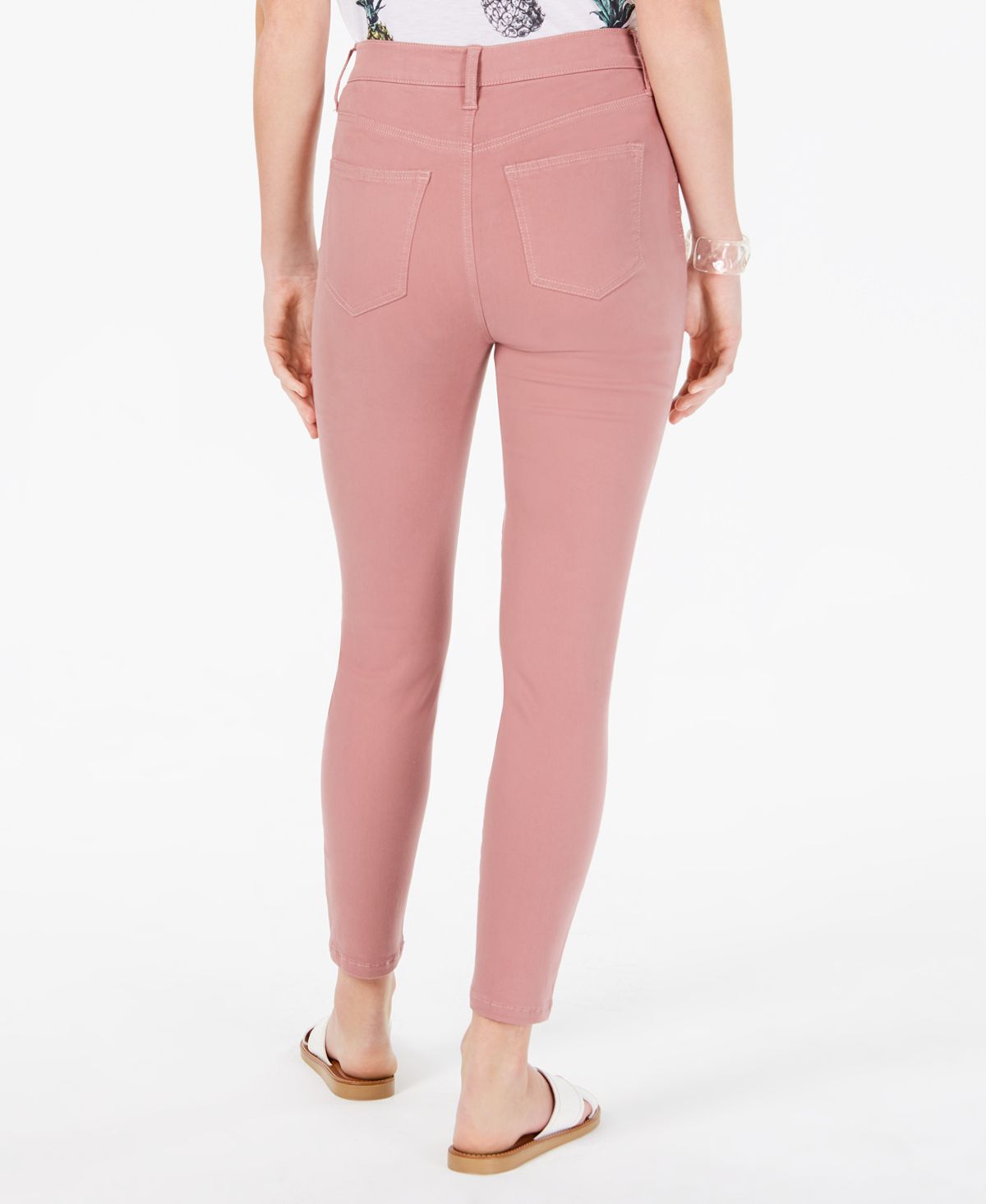 Calça jeans skinny de cintura alta infantil rosa da Celebrity, tamanho 15, marrom