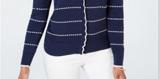 Camisa estampada feminina Charter Club com botões, azul, tamanho X-S