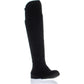 Botas femininas Hayley pretas com acolchoamento e salto bloco, bico redondo, tamanho 6 M
