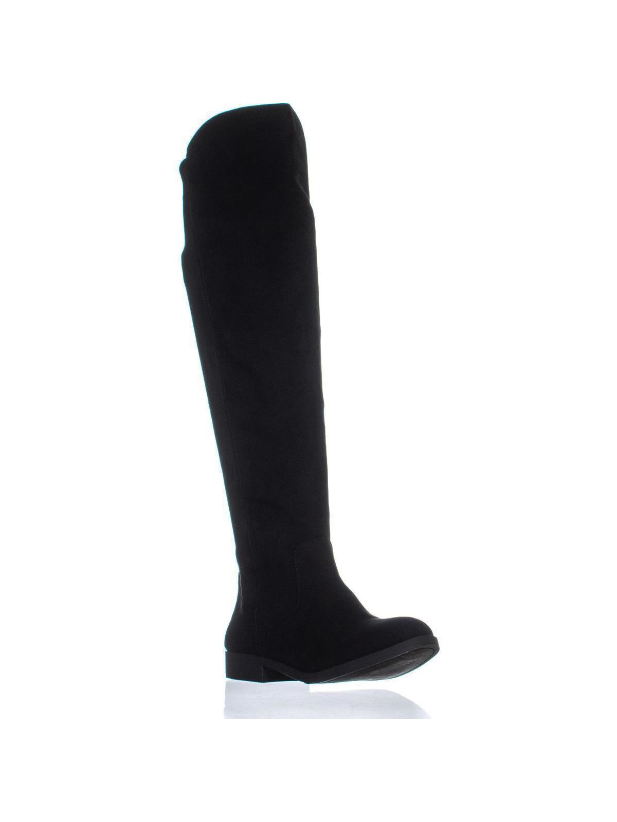 Botas femininas Hayley pretas com acolchoamento e salto bloco, bico redondo, tamanho 6 M