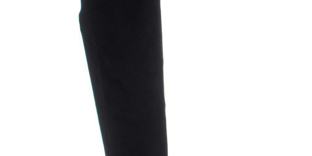 Botas femininas Hayley pretas com acolchoamento e salto bloco, bico redondo, tamanho 6 M