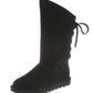 Botas de neve femininas Bear Paw pretas com plataforma 1/2, resistentes a manchas, resistentes à água, com forro Phylly, bico redondo, cunha, cadarço, 7 m