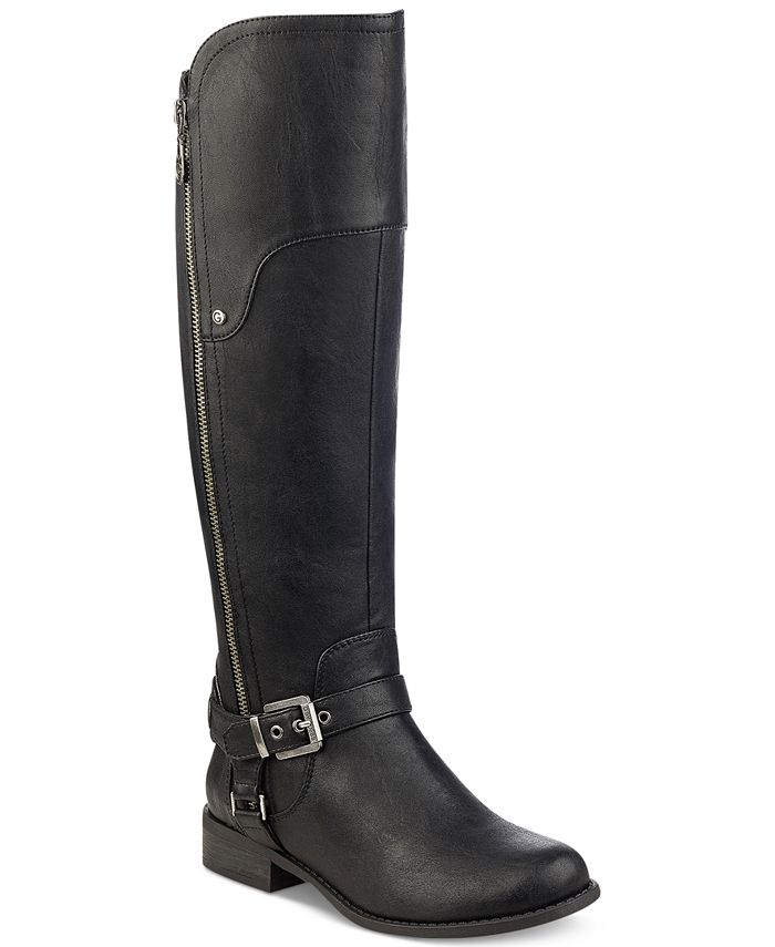 Botas femininas Guss Harson5 de bico fechado até o joelho, marrom escuro, tamanho 9 MW