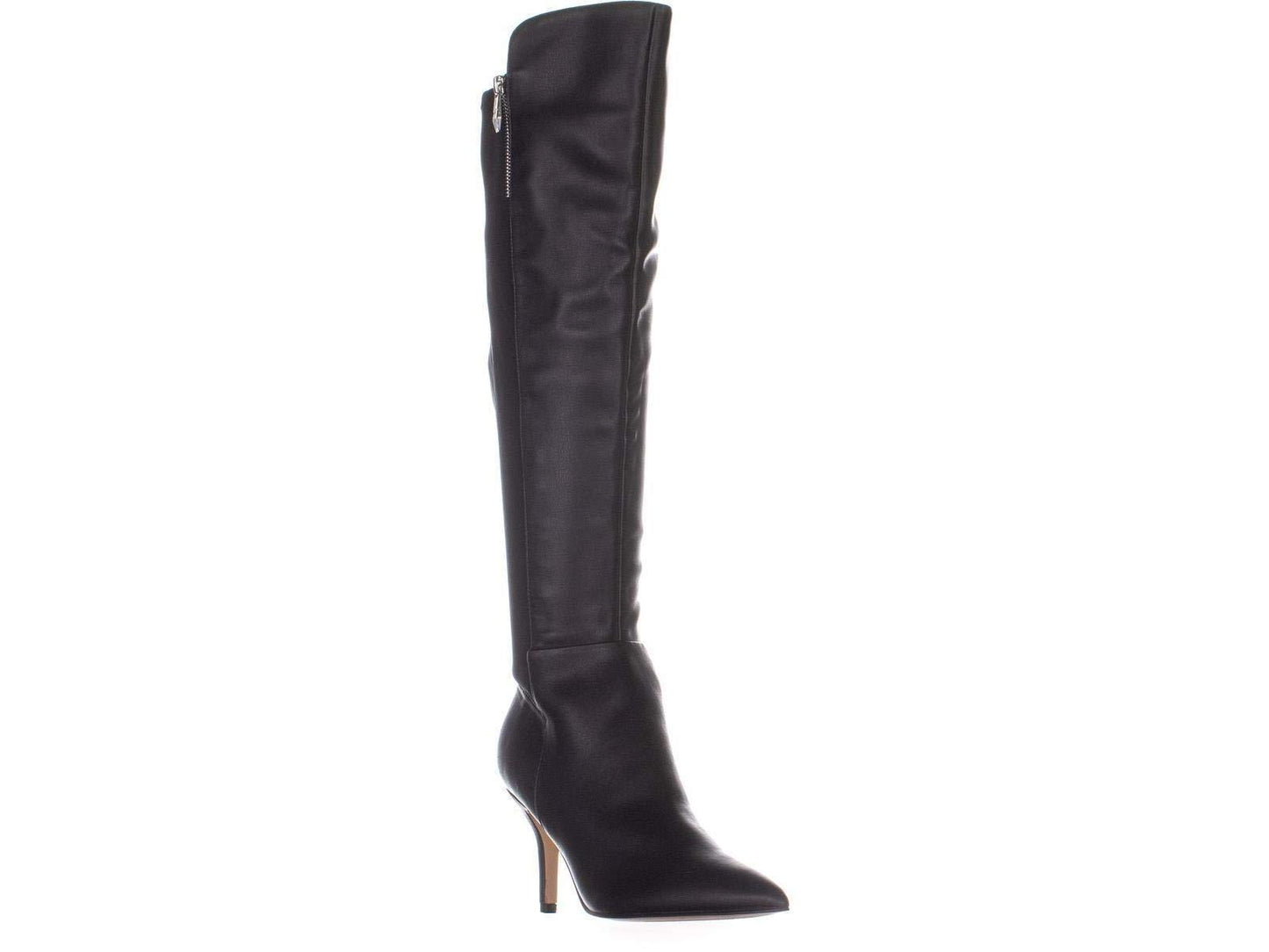 Botas femininas Marc Fisher Thora Leather bico fino acima do joelho, pretas, tamanho 5,5 M