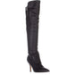 Botas femininas Marc Fisher Thora Leather bico fino acima do joelho, pretas, tamanho 5,5 M