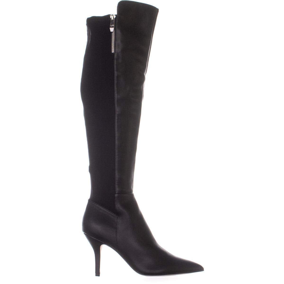 Botas femininas Marc Fisher Thora Leather bico fino acima do joelho, pretas, tamanho 5,5 M