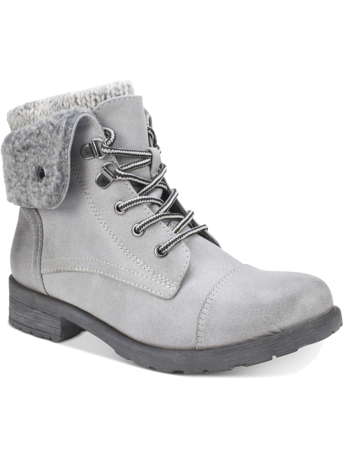 Botas femininas White Mountain Sandro Combat de couro sintético com sola dentada, cinza, tamanho 8 M