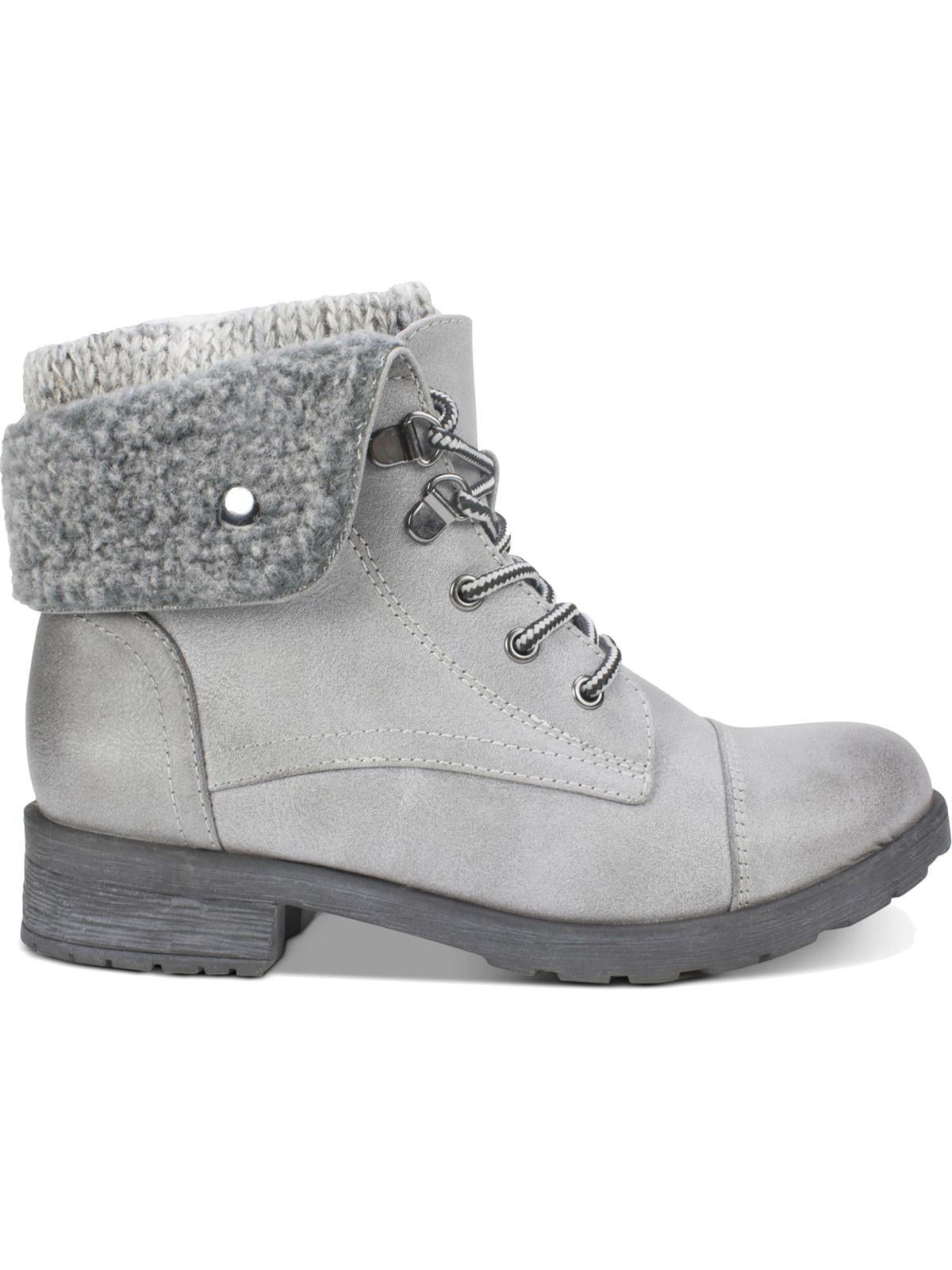 Botas femininas White Mountain Sandro Combat de couro sintético com sola dentada, cinza, tamanho 8 M