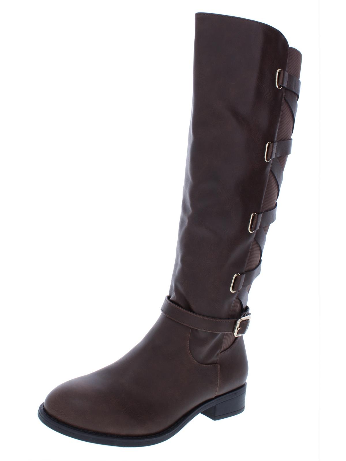 Botas de montaria femininas Thalia Sodi Veronika em couro sintético, marrom, tamanho 7 M