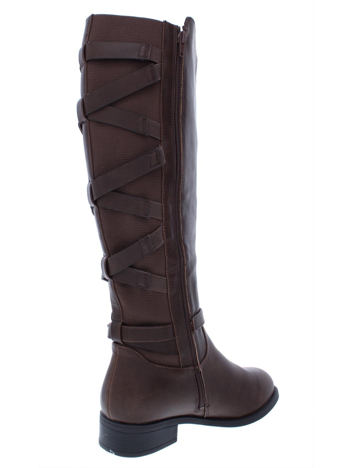 Botas de montaria femininas Thalia Sodi Veronika em couro sintético, marrom, tamanho 7 M