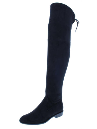 Botas Marc Fisher femininas com zíper e bico fino, salto bloco e bico amendoado, pretas, tamanho 5 M