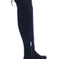 Botas Marc Fisher femininas com zíper e bico fino, salto bloco e bico amendoado, pretas, tamanho 5 M