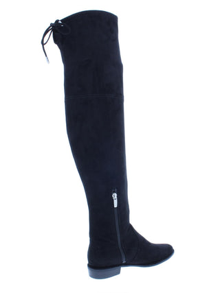 Botas Marc Fisher femininas com zíper e bico fino, salto bloco e bico amendoado, pretas, tamanho 5 M