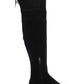 Botas Marc Fisher femininas com zíper e bico fino, salto bloco e bico amendoado, pretas, tamanho 5 M