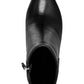 Nine West Botas de couro femininas pretas com plataforma acolchoada Querida, bico fino e zíper, tamanho 9 M