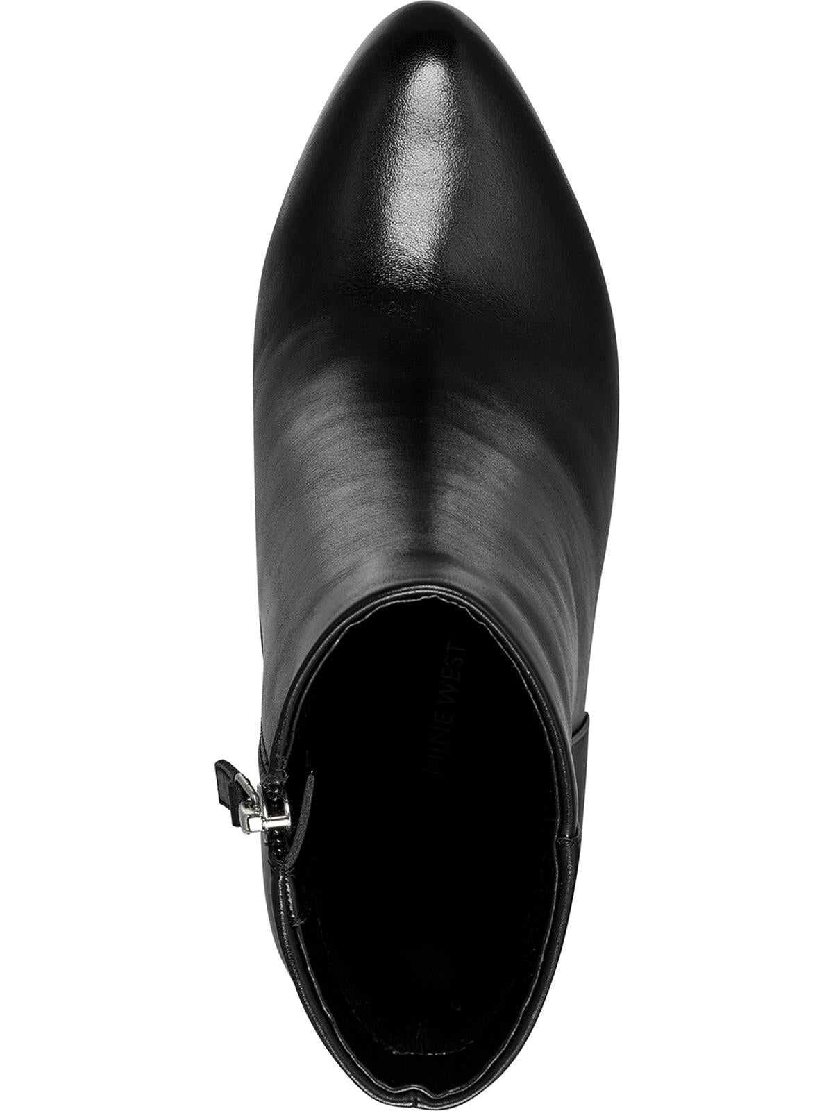 Nine West Botas de couro femininas pretas com plataforma acolchoada Querida, bico fino e zíper, tamanho 9 M