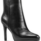 Nine West Botas de couro femininas pretas com plataforma acolchoada Querida, bico fino e zíper, tamanho 9 M