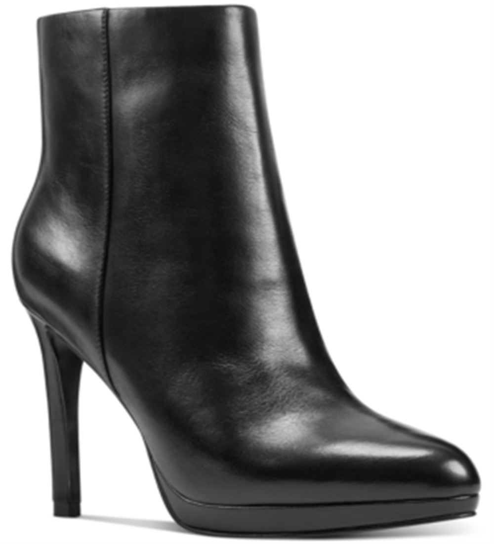 Nine West Botas de couro femininas pretas com plataforma acolchoada Querida, bico fino e zíper, tamanho 9 M